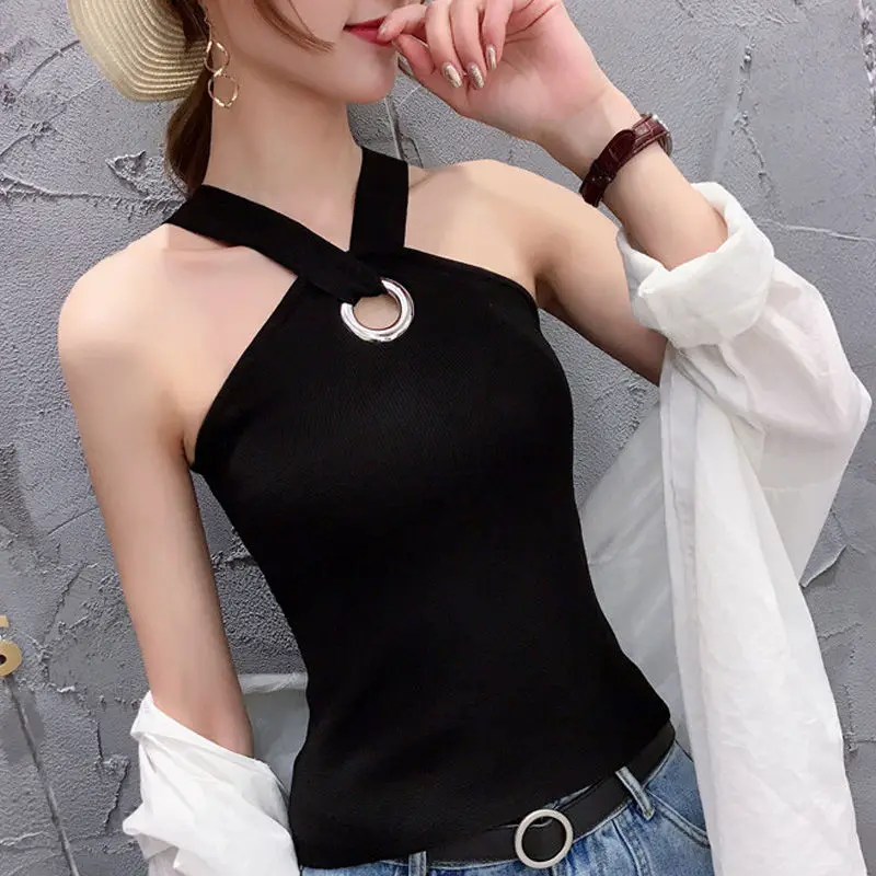 Summer Sexy Women's Knitting Halter Off-shoulder Tank Tops Female Bodycon Knitted Camisole Sleeveless Crop Top Women 2021 Y27
Summer Sexy Women's Knitting Halter Off-shoulder Tank Tops Female Bodycon Knitted Camisole Sleeveless Crop Top Women 2021 Y27