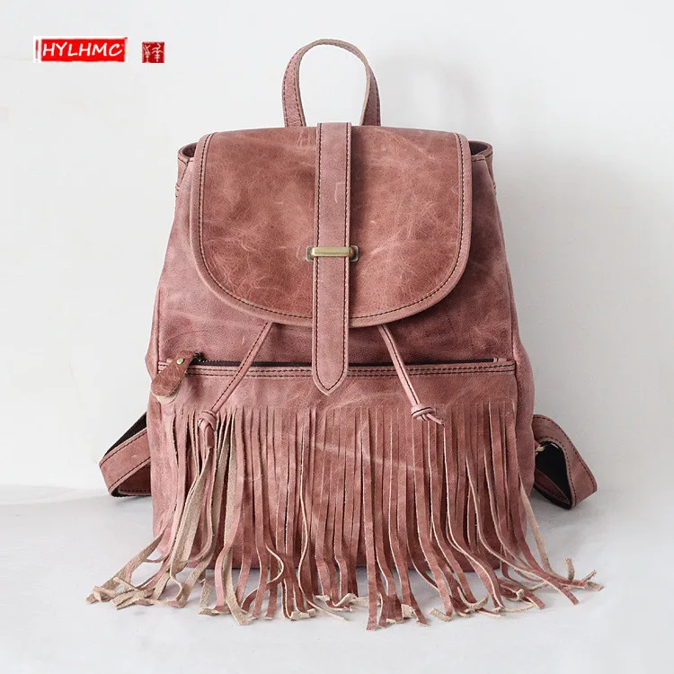 New Genuine Leather Women Backpacks Luxury Fashion Soft Leather Female Shoulder Tassel Bag Tralve Backpacks Cow Leather
New Genuine Leather Women Backpacks Luxury Fashion Soft Leather Female Shoulder Tassel Bag Tralve Backpacks Cow Leather