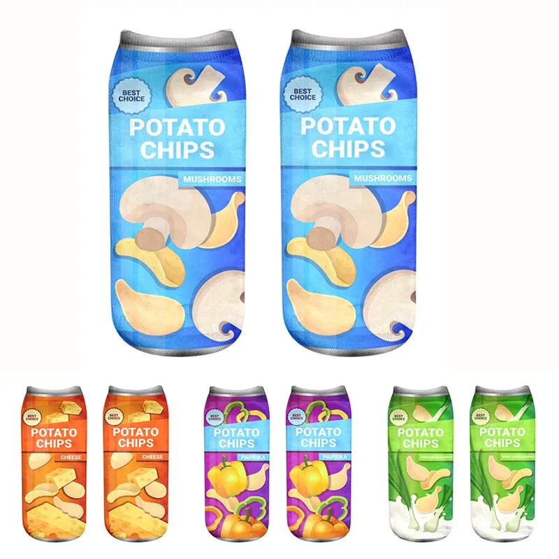 New Sales Cartoon Potato Chips Socks Women Fashion 3d Printing Funny Ankle Socks Food Packing Printed Casual Cute Short Sock
New Sales Cartoon Potato Chips Socks Women Fashion 3d Printing Funny Ankle Socks Food Packing Printed Casual Cute Short Sock