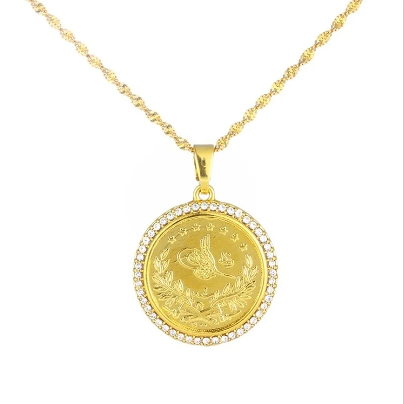 New Classic Ottoman Turkish Zircon Commemorative Coin Pendant Necklace Men's Women's Trend Amulet Jewelry Gift
New Classic Ottoman Turkish Zircon Commemorative Coin Pendant Necklace Men's Women's Trend Amulet Jewelry Gift