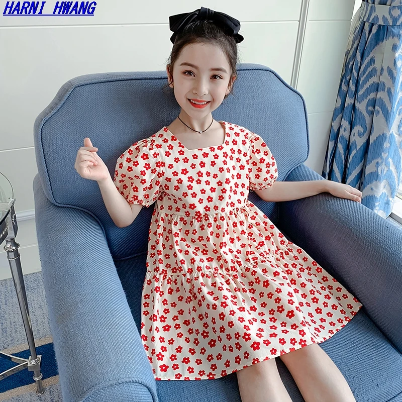 Summer Square Collar Puff Sleeve Girls Dress Small Floral Cotton Children's Casual Skirt Kids Clothes Girls Plus Size Dresses 
Summer Square Collar Puff Sleeve Girls Dress Small Floral Cotton Children's Casual Skirt Kids Clothes Girls Plus Size Dresses