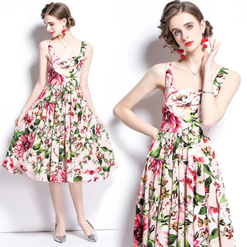 2022 New Summer Runway Women Beach Dress Fashion Sexy Spaghetti Strap Backless Sundress Floral Print Holiday Party Dress
2022 New Summer Runway Women Beach Dress Fashion Sexy Spaghetti Strap Backless Sundress Floral Print Holiday Party Dress
