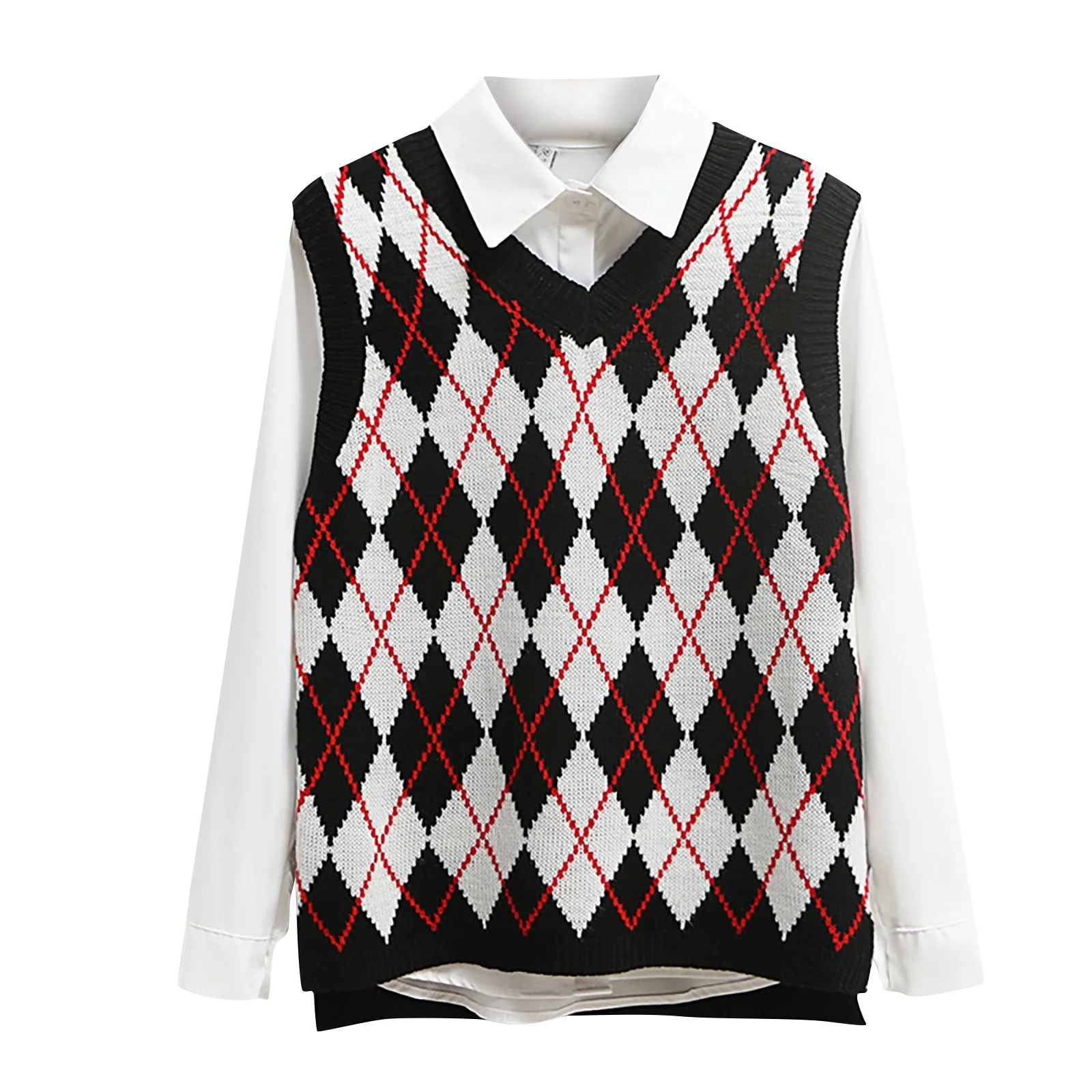 2021 Korean Fashion Preppy Style Sweater For Girls Women Casual V-Neck Sleeveless Plaid Sweater Pullover School Girls pull femme
2021 Korean Fashion Preppy Style Sweater For Girls Women Casual V-Neck Sleeveless Plaid Sweater Pullover School Girls pull femme