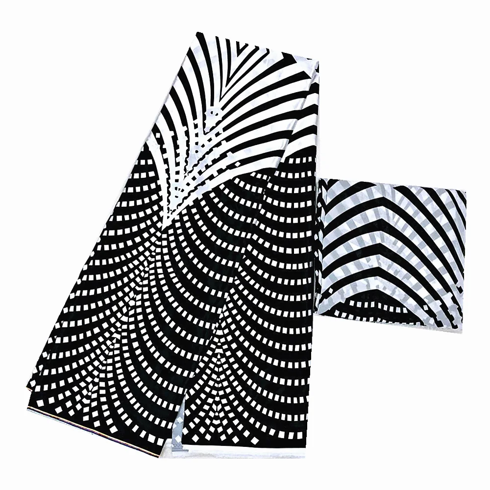 

4yards Satin Organza Fabric with 2yards Soft Silk Fabric African Material Ankara Prints Silk High Quality for Women DresTV1206-1