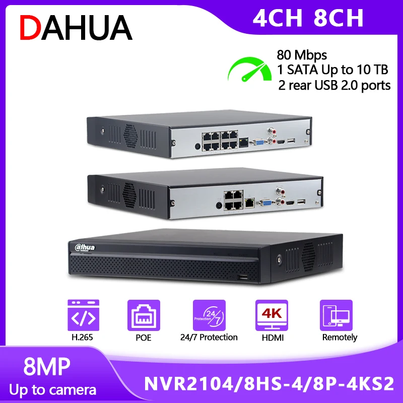 Камера видеонаблюдения Dahua 8MP PoE H.265 +, устройство для записи сетевого видеорегистратора, 4CH NVR2104HS-P-4KS2 & 8ch NVR2108HS-8P-4KS2 1HDD 1U, для AI-камеры видеонабл...
Камера видеонаблюдения Dahua 8MP PoE H.265 +, устройство для записи сетевого видеорегистратора, 4CH NVR2104HS-P-4KS2 & 8ch NVR2108HS-8P-4KS2 1HDD 1U, для AI-камеры видеонабл...