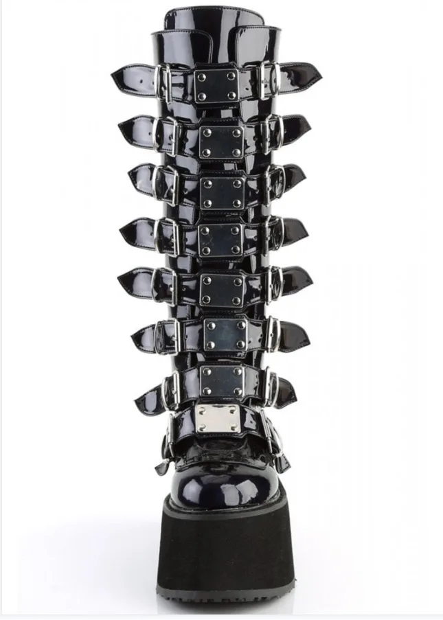 2021 INS Black Women Platform High Heel Wedges Thick Heel Metal Buckle Mid Calf Boots Zipper Brand Punk Goth Round Toe women's B
2021 INS Black Women Platform High Heel Wedges Thick Heel Metal Buckle Mid Calf Boots Zipper Brand Punk Goth Round Toe women's B
