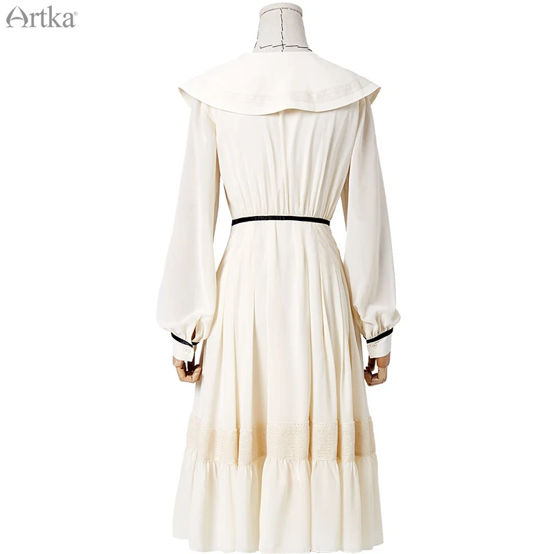 ARTKA 2020 Spring Summer New Women Dress Vintage Sweet Long Sleeve Dress Lace Up Turn-down Collar Ruffles Chiffon Dress LA25108C
ARTKA 2020 Spring Summer New Women Dress Vintage Sweet Long Sleeve Dress Lace Up Turn-down Collar Ruffles Chiffon Dress LA25108C