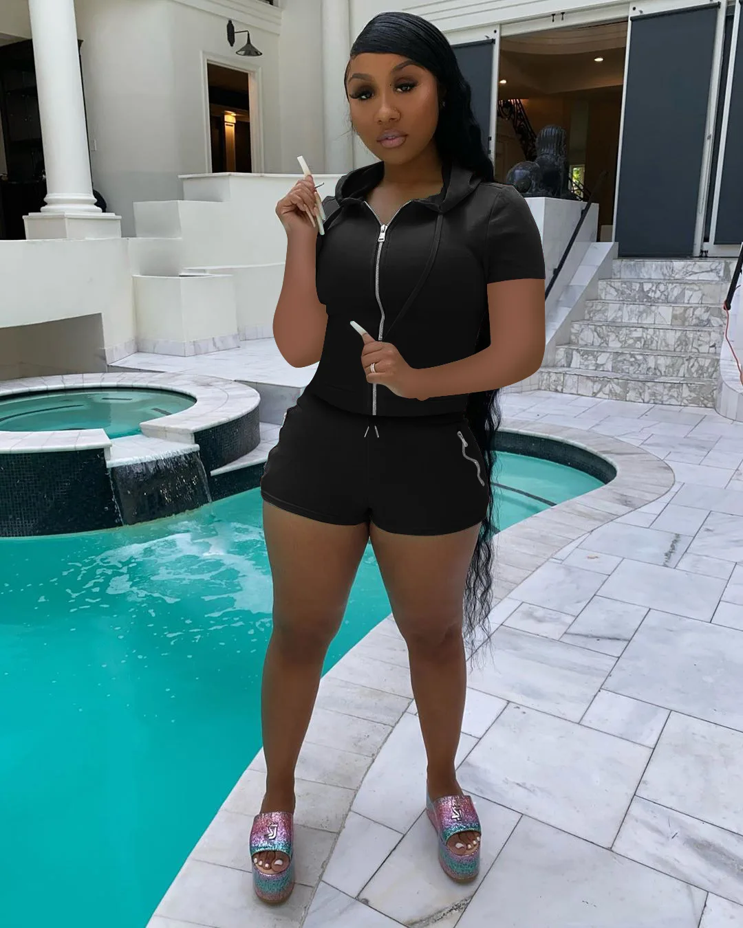 Two Pieces Sets Solid Casual Women Short Sleeve Hoodies & Bodycon Shorts
Two Pieces Sets Solid Casual Women Short Sleeve Hoodies & Bodycon Shorts