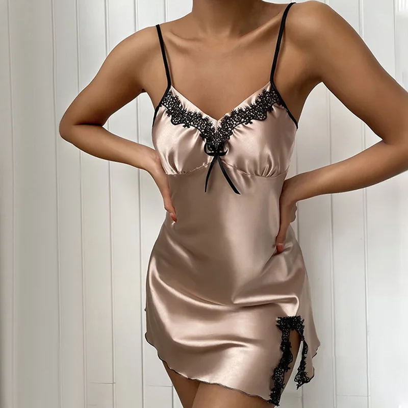 Female Satin Nightgown Lady Sexy Spaghetti Strap Night Dress Women Nighties Sleeveless Sleepwear Nightwear Bridesmaid Dress
Female Satin Nightgown Lady Sexy Spaghetti Strap Night Dress Women Nighties Sleeveless Sleepwear Nightwear Bridesmaid Dress