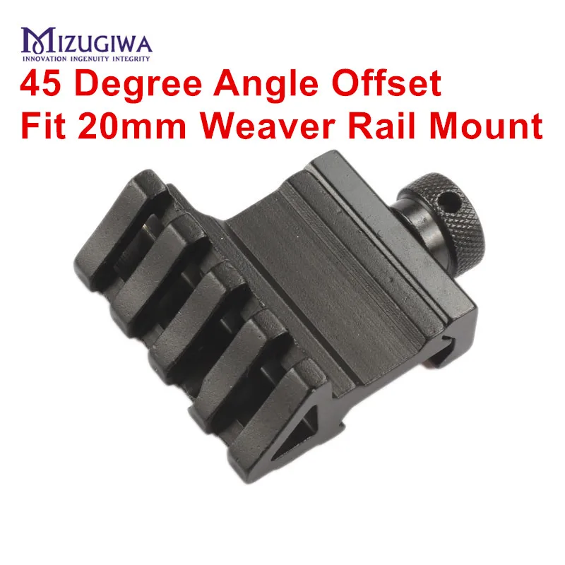 MIZUGIWA 4 Slot 45 Degree Angle Offset Fit 20mm Weaver Rail Mount Adapter Quick Release Aluminium Alloy Base Scope Pistol
MIZUGIWA 4 Slot 45 Degree Angle Offset Fit 20mm Weaver Rail Mount Adapter Quick Release Aluminium Alloy Base Scope Pistol