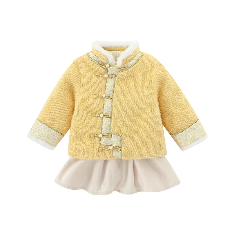 Girls New Year's clothing winter clothes new ethnic style thickened stand-up collar two-piece children
Girls New Year's clothing winter clothes new ethnic style thickened stand-up collar two-piece children