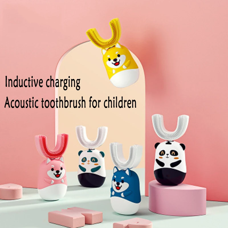 Induction charging intelligent acoustic wave children's electric toothbrush U-shaped standard with two brush heads
Induction charging intelligent acoustic wave children's electric toothbrush U-shaped standard with two brush heads
