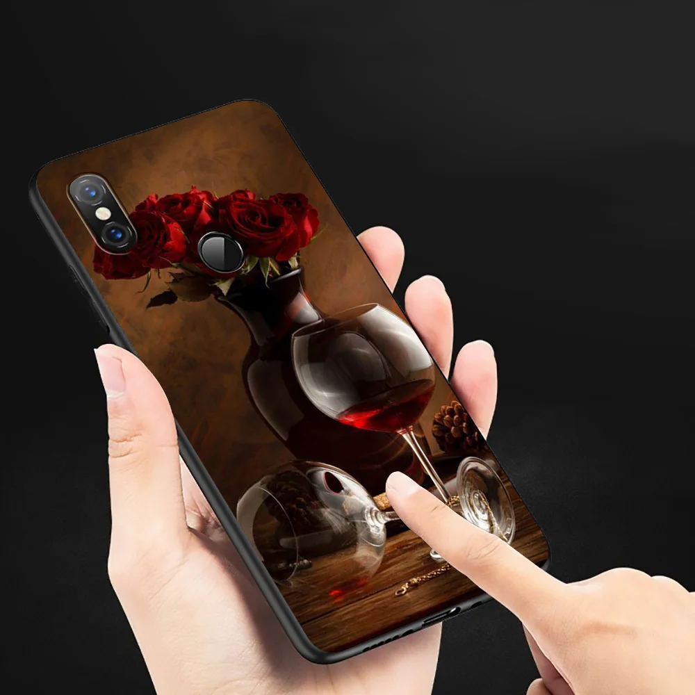 Чехол для бутылки с красным винным стеклом T39 Xiaomi MI MAX Mix Note 2s 6 8 9 9T 10 A1 A2 A3 CC9E F1 5X 6X Lite