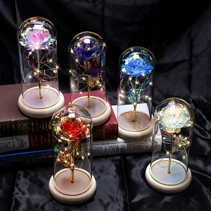 Creative Preserved Flower Mother's Day Gift 24K Gold Foil Rose Flower Glass Cover LED Atmosphere Light Holiday Gift
Creative Preserved Flower Mother's Day Gift 24K Gold Foil Rose Flower Glass Cover LED Atmosphere Light Holiday Gift