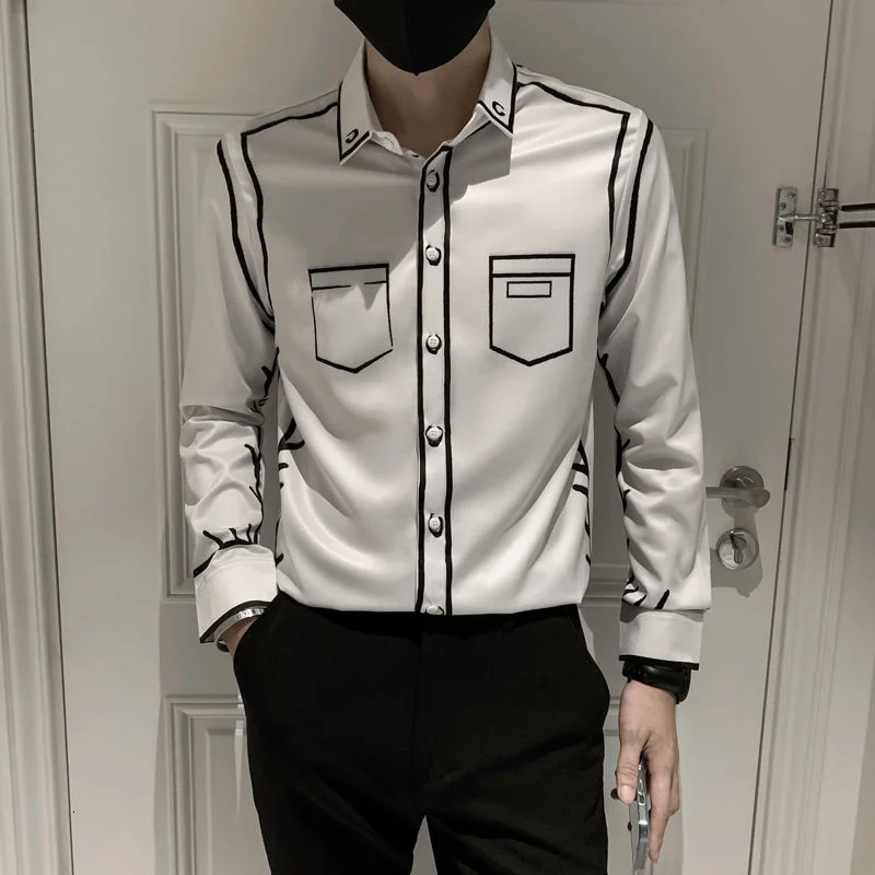 2021 Autumn Striped Print Men Shirt Fashion Graffiti Slim Fit Shirts Men Dress Blusa Streetwear Social Clothes Camisa Masculina
2021 Autumn Striped Print Men Shirt Fashion Graffiti Slim Fit Shirts Men Dress Blusa Streetwear Social Clothes Camisa Masculina
