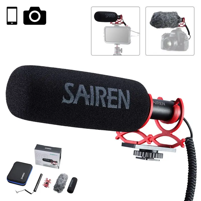 Video Microphone Super-Cardioid Condenser Shotgun Microphone Audio Video Record Microphone for iPhone IOS Android DSLR Camera
Video Microphone Super-Cardioid Condenser Shotgun Microphone Audio Video Record Microphone for iPhone IOS Android DSLR Camera