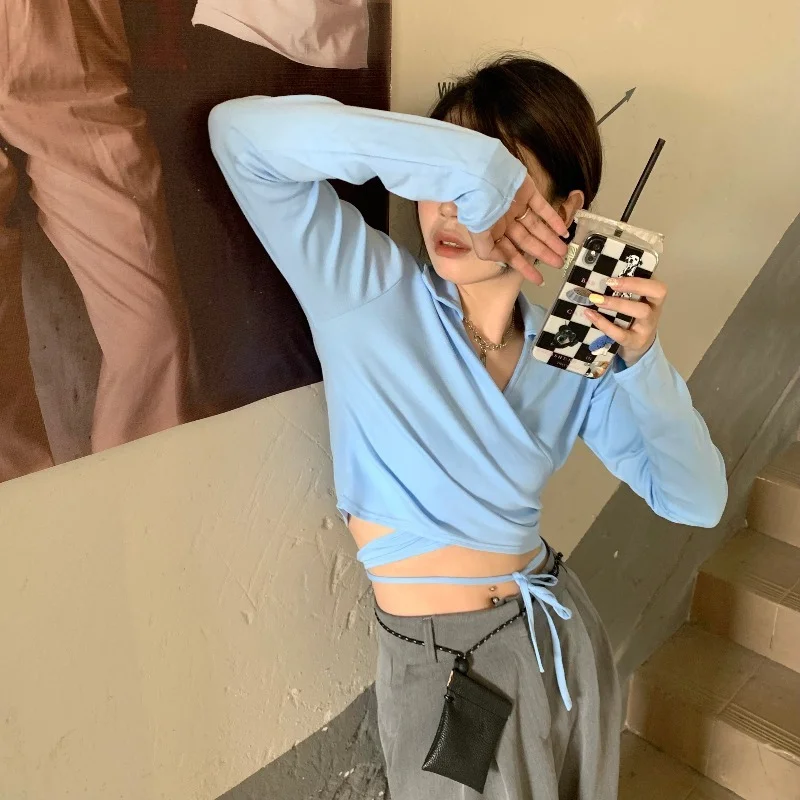 Crop Top Women's Clothing Pure Desire Style New Spring/Autumn Tops Korean Clothes Drawstring T-Shirts Simple Commute Neutral
Crop Top Women's Clothing Pure Desire Style New Spring/Autumn Tops Korean Clothes Drawstring T-Shirts Simple Commute Neutral