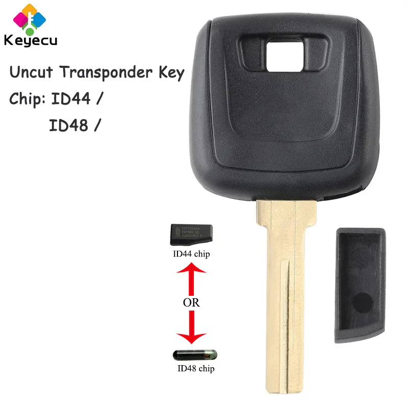 

KEYECU Uncut New Transponder Ignition Chip Key With ID44/ ID48 Chip Fob for Volvo S40 V40 C70 S70 S90 V90 S80 S60 V70 XC70 XC90
