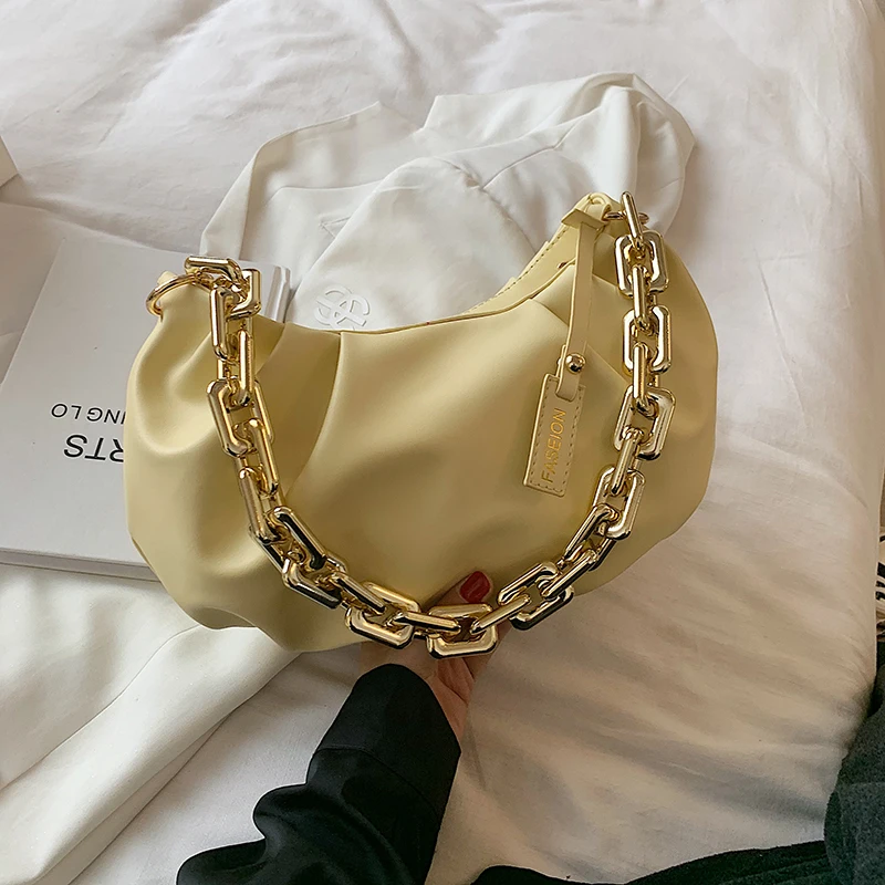 thick chain Folds Designer Small PU Leather Armpit Bag For Women 2021 Solid Color Chain Shoulder Handbags Designer
thick chain Folds Designer Small PU Leather Armpit Bag For Women 2021 Solid Color Chain Shoulder Handbags Designer