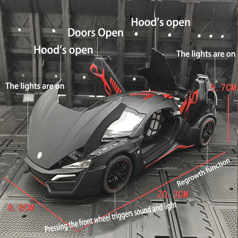 Hot 1:24 Scale Diecast Lycan Sports Car Metal Alloy Toy Car for Boy Simulator Model Car Vehicles Model
Hot 1:24 Scale Diecast Lycan Sports Car Metal Alloy Toy Car for Boy Simulator Model Car Vehicles Model