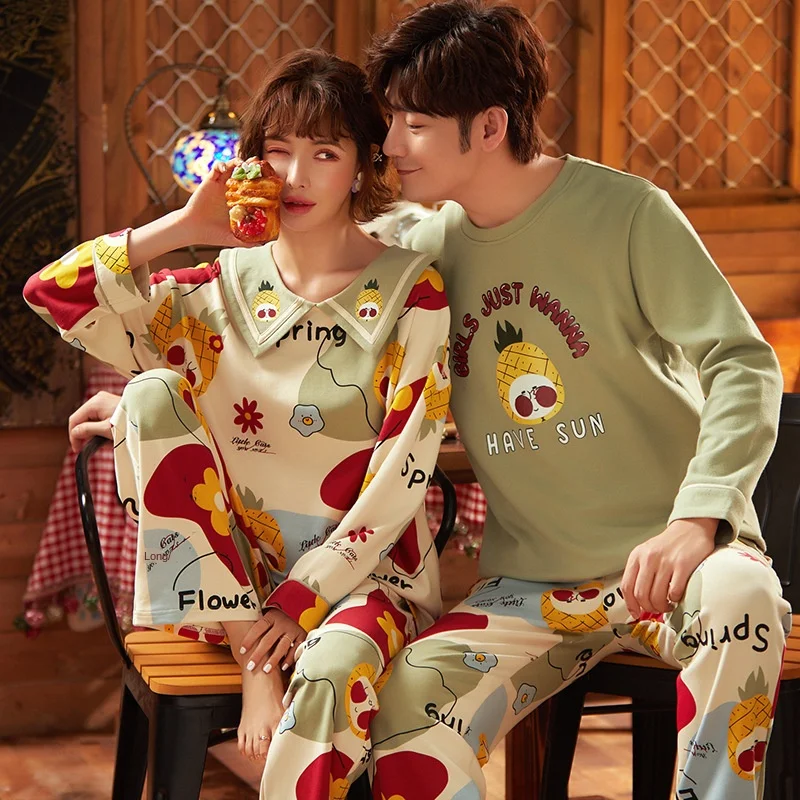 Autumn Winter Long Sleeve Couple Sleepwear Cotton Korean Cartoon Casual Pajamas Set Cute Pineapple Pattern Home Clothes Pijamas
Autumn Winter Long Sleeve Couple Sleepwear Cotton Korean Cartoon Casual Pajamas Set Cute Pineapple Pattern Home Clothes Pijamas
