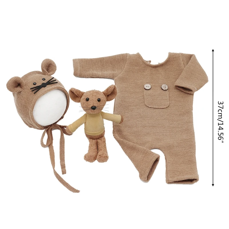 3 Pcs/set Newborn Photography Props Suit Knitted Cotton Jumpsuit Hat Mouse Doll Infant Photo Shooting Clothes
3 Pcs/set Newborn Photography Props Suit Knitted Cotton Jumpsuit Hat Mouse Doll Infant Photo Shooting Clothes