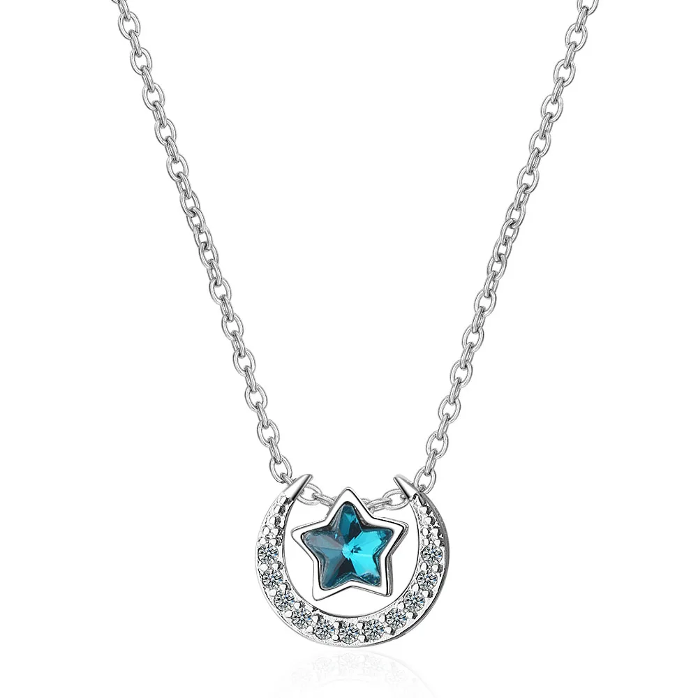 Hot Fashion Dazzling Azure Moon Star Zirconia Necklace For Women 925 Sterling Silver Necklace
Hot Fashion Dazzling Azure Moon Star Zirconia Necklace For Women 925 Sterling Silver Necklace