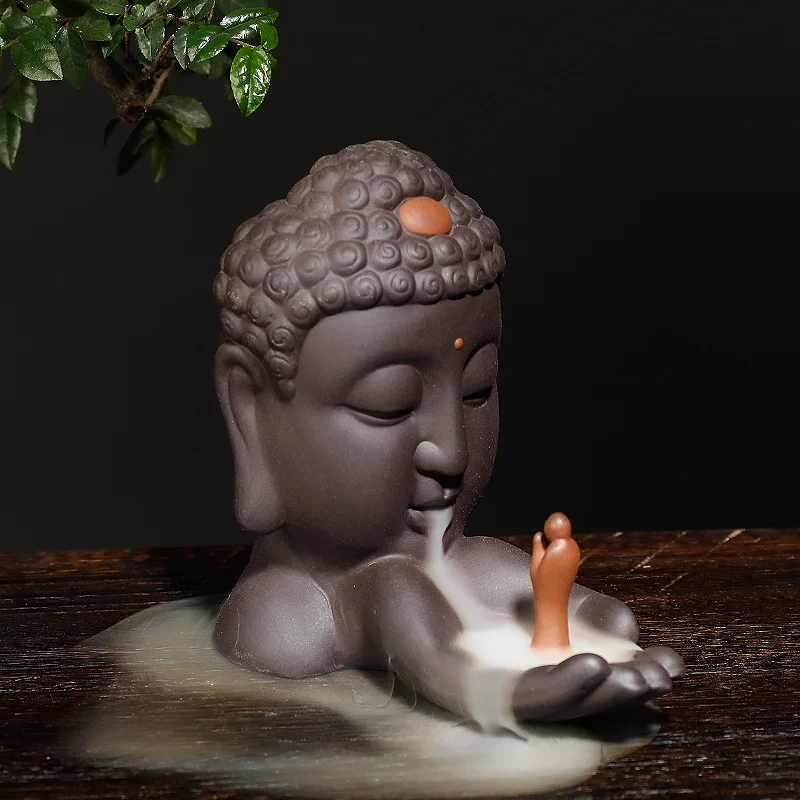 Purple Sand Backflow Incense Burner Decoration Creative Asking Buddha Zen Buddhist Head Crafts Reflux Aromatherapy Burner
Purple Sand Backflow Incense Burner Decoration Creative Asking Buddha Zen Buddhist Head Crafts Reflux Aromatherapy Burner
