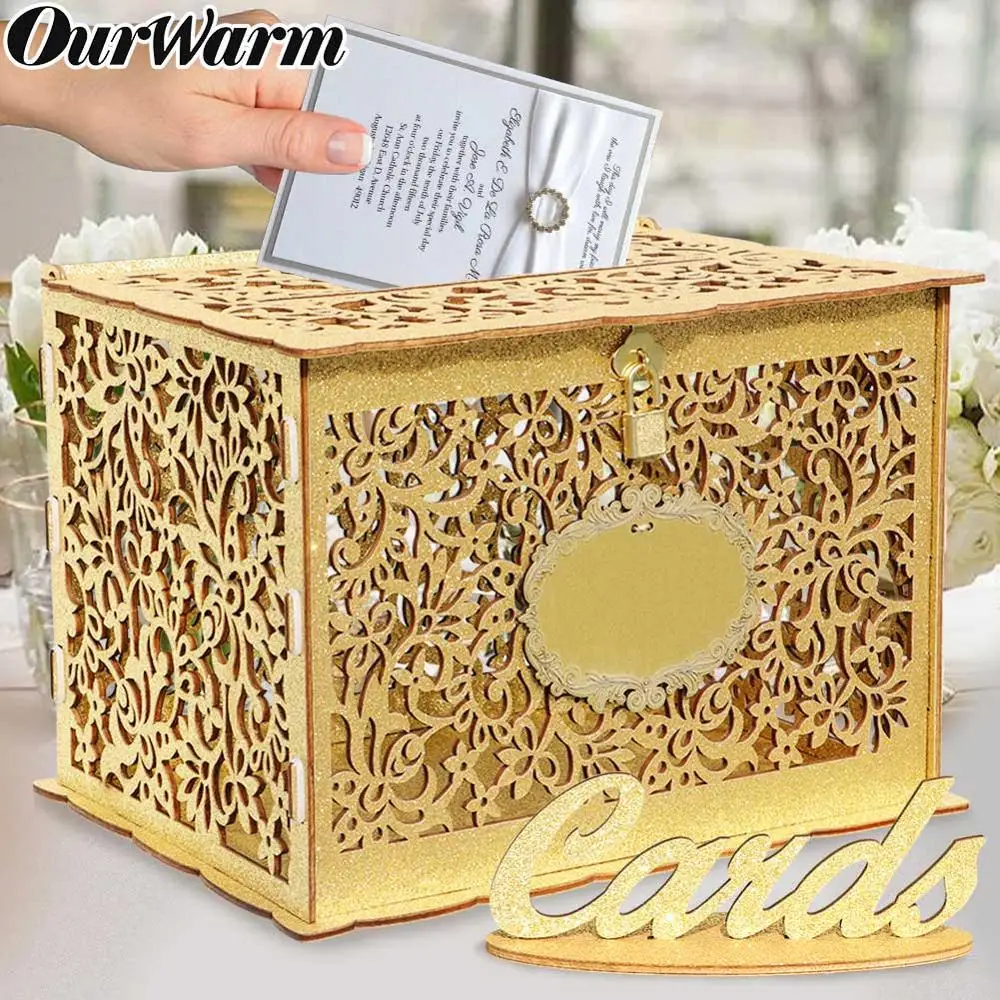 Свадебная подарочная коробка OurWarm деревянная копилка с замком для украшения