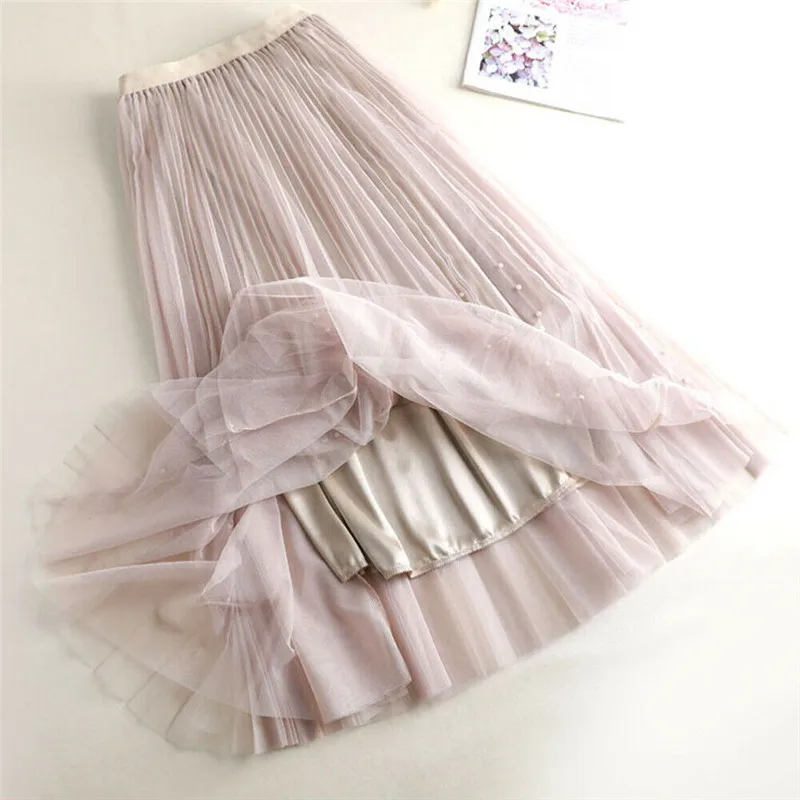 Women fashion summer long skirts elastic high waist Sheer Mesh beading Casual holiday clothes Layered sweet girls pleated skirt
Women fashion summer long skirts elastic high waist Sheer Mesh beading Casual holiday clothes Layered sweet girls pleated skirt
