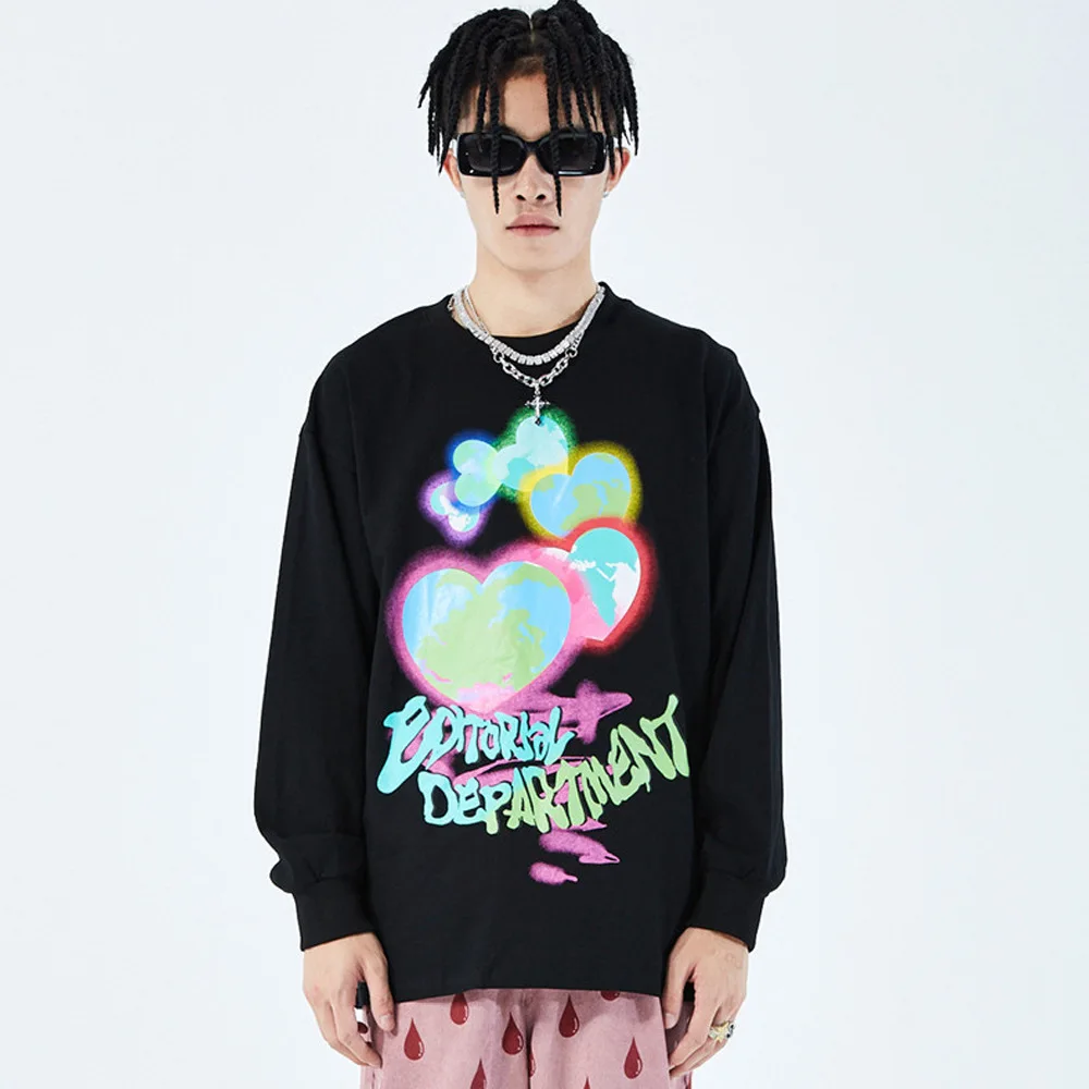 EukaaRu Love Graffiti Printed Long Sleeve T-shirt Men's Fashion Loose Round Neck Cotton Shirts Woman Hip Hop Oversized T Shirt
EukaaRu Love Graffiti Printed Long Sleeve T-shirt Men's Fashion Loose Round Neck Cotton Shirts Woman Hip Hop Oversized T Shirt