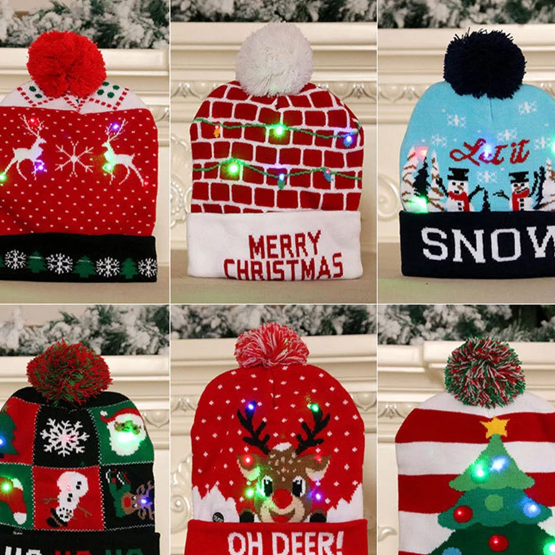 Wool Christmas Knitted Hat Adult Children's Christmas Hat With LED Light Colorful Luminous Knitted Hat Christmas Decorative Gift
Wool Christmas Knitted Hat Adult Children's Christmas Hat With LED Light Colorful Luminous Knitted Hat Christmas Decorative Gift