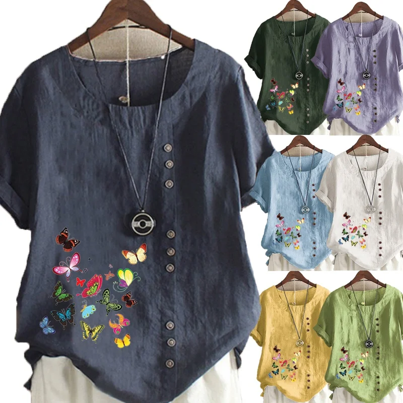 New Summer Ladies Casual Butterfly Print Loose T-shirt Retro Round Neck Large Size Short Sleeve Top S-5XL
New Summer Ladies Casual Butterfly Print Loose T-shirt Retro Round Neck Large Size Short Sleeve Top S-5XL