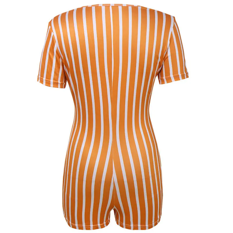 Sexy Women Short Sleeve V Neck Stripe Bodycon Jumpsuit Female Sexy Slim Casual Playsuits Clubwear Outfits Women Romper
Sexy Women Short Sleeve V Neck Stripe Bodycon Jumpsuit Female Sexy Slim Casual Playsuits Clubwear Outfits Women Romper
