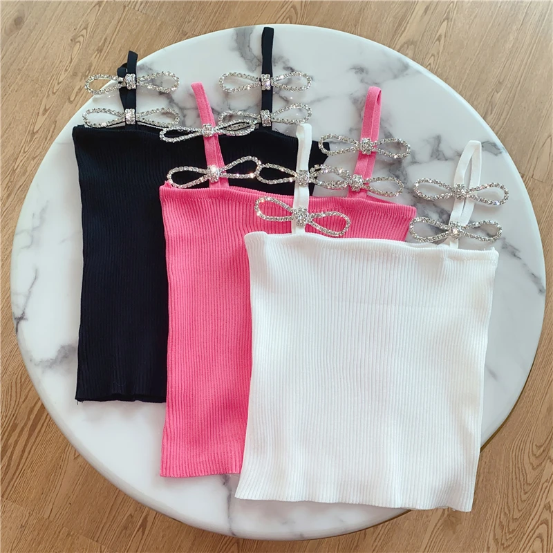 Knitted Camisole Tank Top for Women 2020 Summer New Ins Wind Shirt Heavy Industry Crystal Bow Knitted Vest Top Slim Tight Top
Knitted Camisole Tank Top for Women 2020 Summer New Ins Wind Shirt Heavy Industry Crystal Bow Knitted Vest Top Slim Tight Top