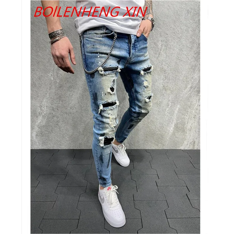 2021 New Style Men's Sweatpants Sexy Hole Gothic Jeans Casual Summer Autumn Male Ripped Skinny Trousers Slim Biker Outwears Pant
2021 New Style Men's Sweatpants Sexy Hole Gothic Jeans Casual Summer Autumn Male Ripped Skinny Trousers Slim Biker Outwears Pant