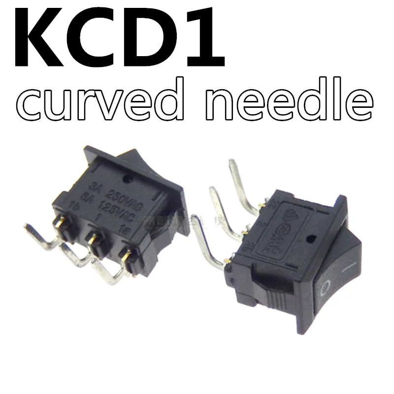 

5pcs/lot KCD1 curved needle Push Button Switch 15x21mm 6A 250V 10A 125V KCD1-101 Snap-in On/Off Boat Rocker Switch 15MM*21MM