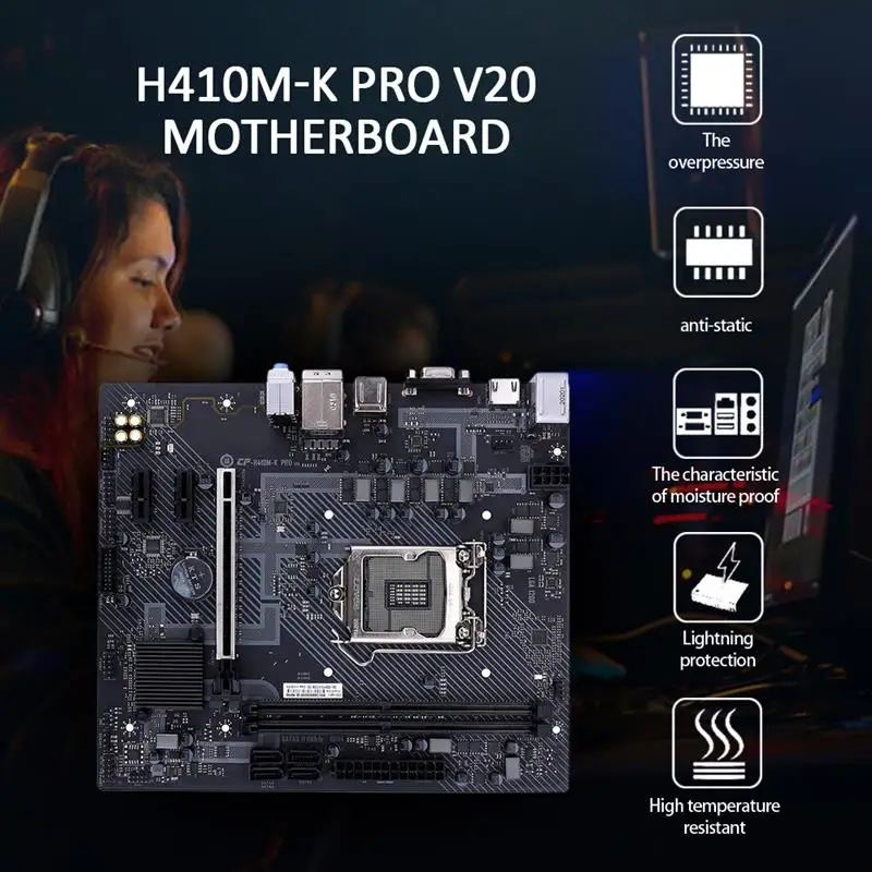 Colorful H410M-K PRO V20 Gaming Motherboard Support 10th Generation Intel Core Processors Comet Lake-S series Socket 1200 
Colorful H410M-K PRO V20 Gaming Motherboard Support 10th Generation Intel Core Processors Comet Lake-S series Socket 1200