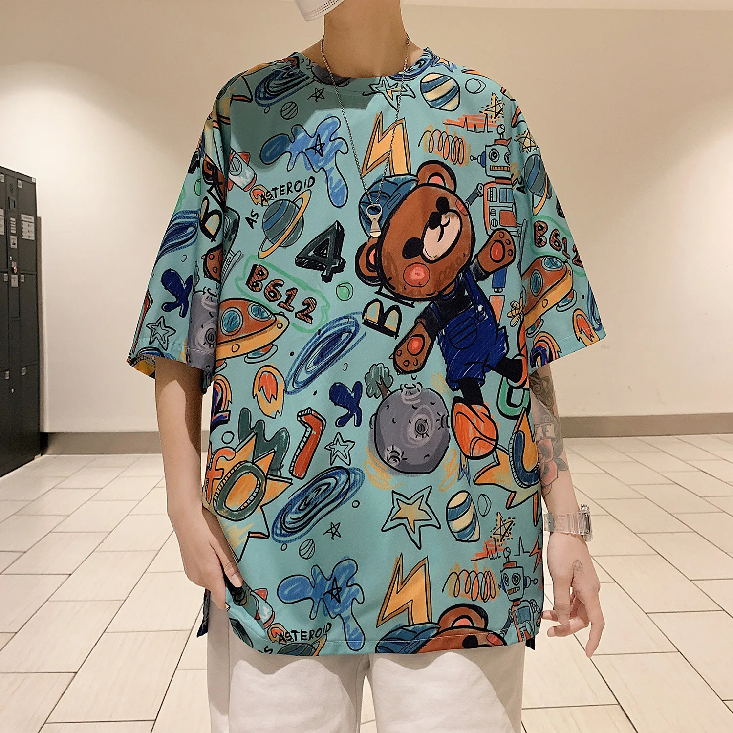 Large size summer men's tide brand graffiti printing short-sleeved T-shirt Korean lazy style hip-hop loose bottoming shirt
Large size summer men's tide brand graffiti printing short-sleeved T-shirt Korean lazy style hip-hop loose bottoming shirt