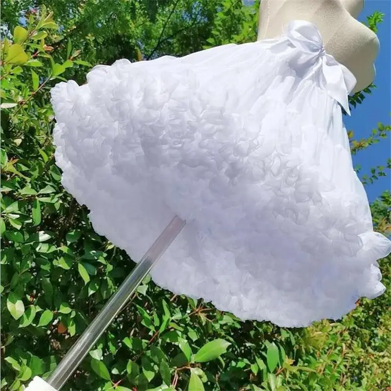 

Short Petticoat Boneless Soft Mesh Skirt Support White Puffy Tiered Ruffle Elastic Petticoats Ready to Wear