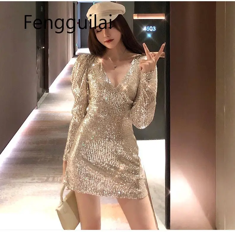 Women Nude Sexy Sequined Bodycon Mini Dress Women V-neck Self Cultivation Dresses Slim Elegant Ladies Evening Party Dress
Women Nude Sexy Sequined Bodycon Mini Dress Women V-neck Self Cultivation Dresses Slim Elegant Ladies Evening Party Dress