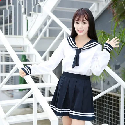 Японская школьная форма для девочек, костюм JK для женщин, комплект из двух предметов для школьников старших классов Сейлор ВМС, костюмы для косплея, аниме плиссированные юбки 
Японская школьная форма для девочек, костюм JK для женщин, комплект из двух предметов для школьников старших классов Сейлор ВМС, костюмы для косплея, аниме плиссированные юбки