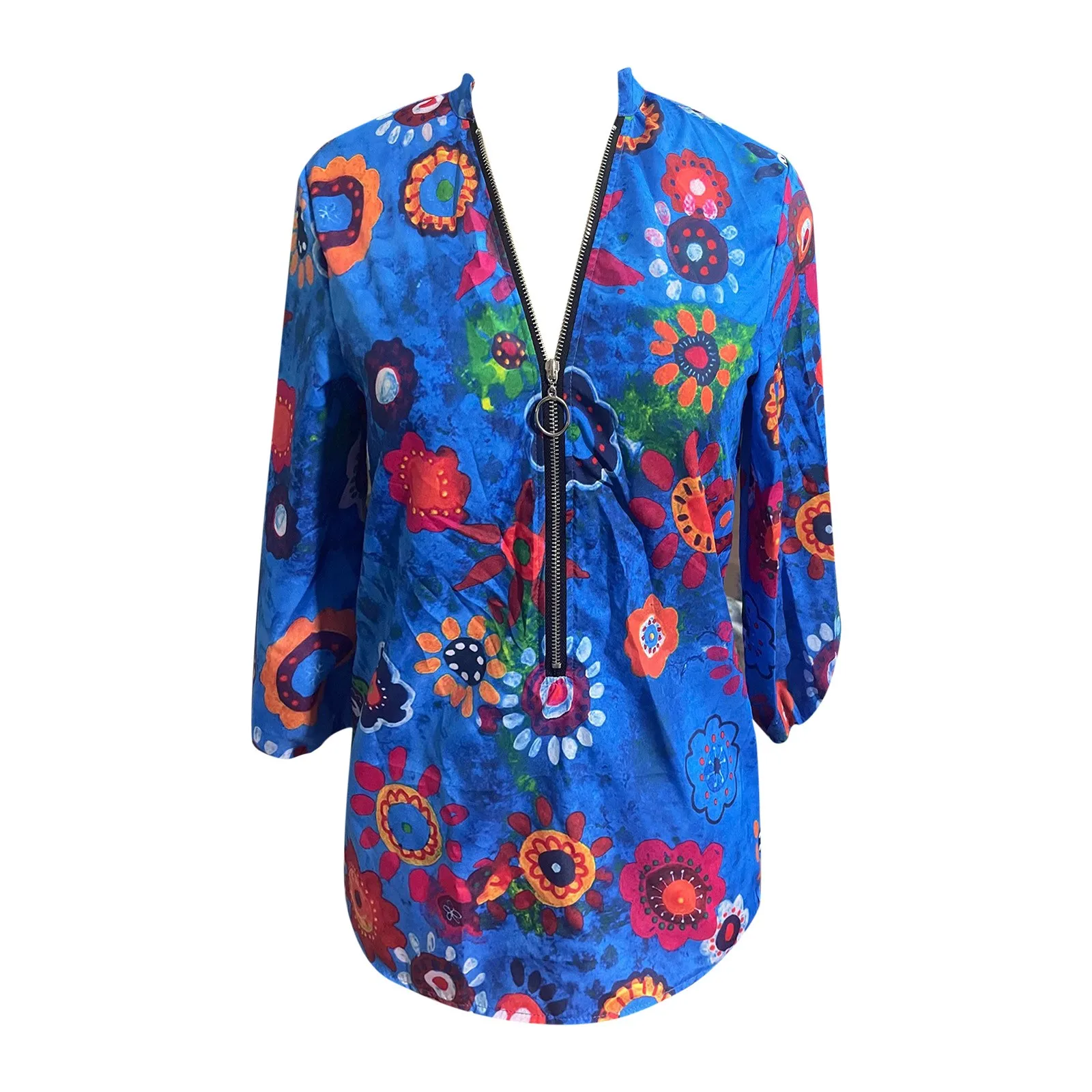 Fashion Floral Print Blouse Shirt Vintage Loose Zipper Tops Tee Casual Summer Ladies Female Women Half Sleeve Blusas Pullover
Fashion Floral Print Blouse Shirt Vintage Loose Zipper Tops Tee Casual Summer Ladies Female Women Half Sleeve Blusas Pullover