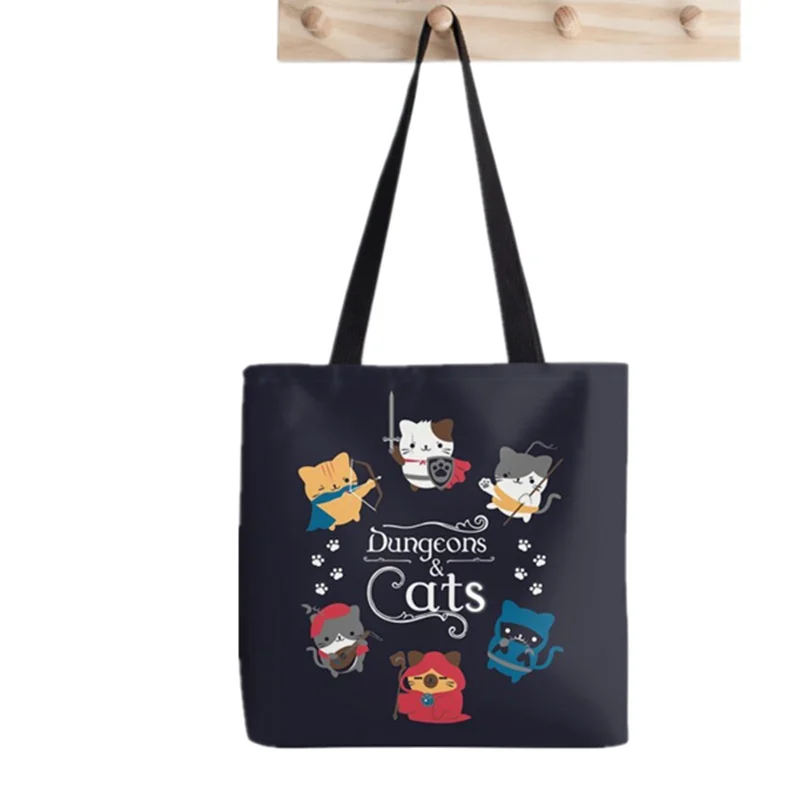 Женская холщовая сумка-шоппер с рисунком подземелья и кошек, в стиле Харадзюку
Женская холщовая сумка-шоппер с рисунком подземелья и кошек, в стиле Харадзюку