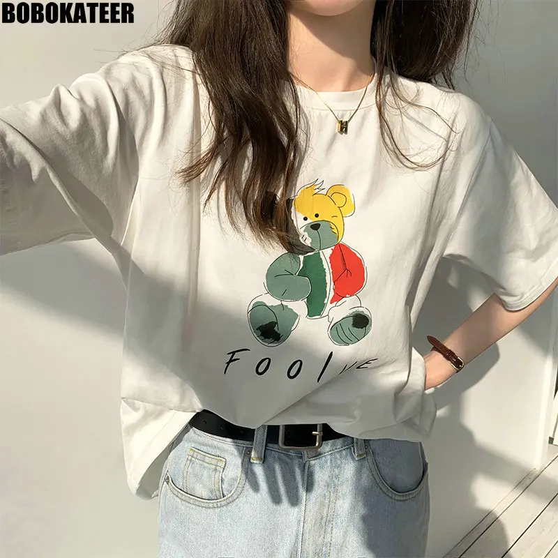 Summer White Short Sleeve T Shirt Women Kawaii Clothes Loose Printed T-Shirt Woman Tops Graphic Tee Shirt Korean Fashion 2021
Summer White Short Sleeve T Shirt Women Kawaii Clothes Loose Printed T-Shirt Woman Tops Graphic Tee Shirt Korean Fashion 2021