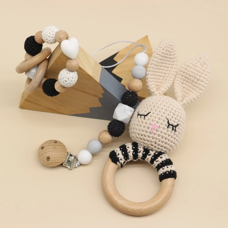Baby Pacifier Clip Teething Bracelet Crochet Rabbit Soother Infants Rattle Teether Toy Newborn Dummy Chain Holder Shower
Baby Pacifier Clip Teething Bracelet Crochet Rabbit Soother Infants Rattle Teether Toy Newborn Dummy Chain Holder Shower