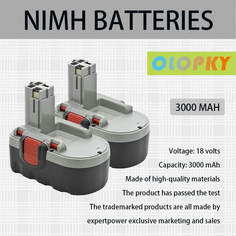 18 V 3000 mAh Ni-MH battery for BOSCH bat025 bat026 bat160 bat180 bat181 3453 – 01 35618 3860 K 52318b GDR 18 V GDS
18 V 3000 mAh Ni-MH battery for BOSCH bat025 bat026 bat160 bat180 bat181 3453 – 01 35618 3860 K 52318b GDR 18 V GDS