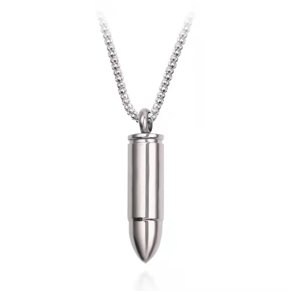 The high quality stainless steel bullet pendant with stainless steel ball chain is on sale
The high quality stainless steel bullet pendant with stainless steel ball chain is on sale