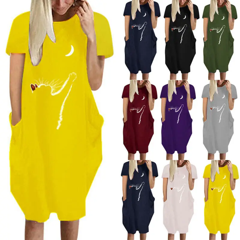 Loose Dress Women Clothing Plus Size Women Printed Knee-Length Dress Ladies Short Sleeve Pocket Summer Dress 2021
Loose Dress Women Clothing Plus Size Women Printed Knee-Length Dress Ladies Short Sleeve Pocket Summer Dress 2021