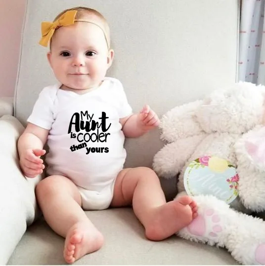 

My Aunt Is Cooler Than Yours Summer Baby Funny Letter Print Bodysuit Infant Boys Girls Jumpsuit Newborn Cotton Cute Clothes